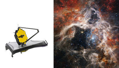 Wall Mural - james webb space telescope displays the tarantula nebula star-forming region in a new light. astrono