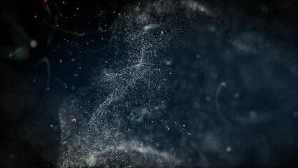 Underwater particles on a black background