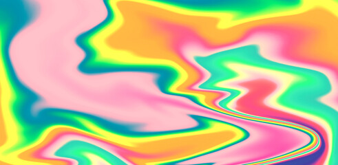 Poster - Abstract holographic background with wavy colorful lines.