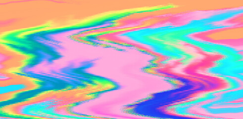 Aufkleber - Glitched and distorted background. Analog TV or computer screen.