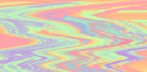 Aufkleber - Holographic psychedelic distorted texture of a broken computer screen. Glitch art background.