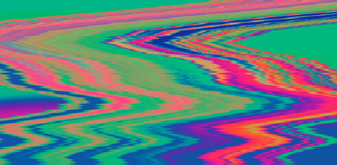 Aufkleber - Holographic psychedelic distorted texture of a broken computer screen. Glitch art background.