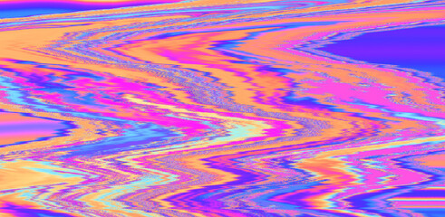 Aufkleber - Glitched and distorted background. Analog TV or computer screen.