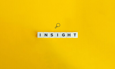 Wall Mural - Insight Word and Icon. Block Letter Tiles on Yellow Background. Minimal Aesthetics.