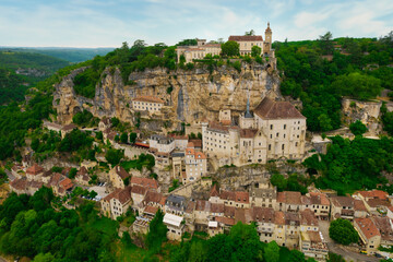 Wall Mural - Rocamadour French village aerial shot