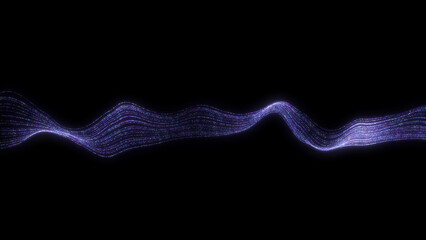 Poster - dots wave. abstract background. neon light. particle effects. isolated on black backdrop. big data c