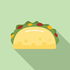 Sticker - Cooked taco icon flat vector. Mexican food. Tacos meat