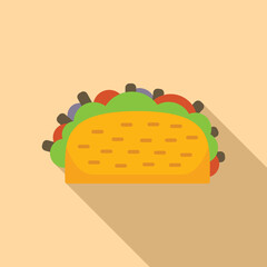 Poster - Meat taco icon flat vector. Mexican food. Tacos beef