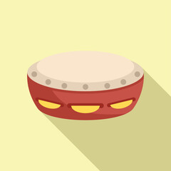 Wall Mural - Percussion tambourine icon flat vector. Samba drum. Musical instrument