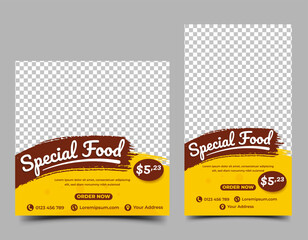 Wall Mural - Food promotion social media post and story template design