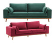 sofa green red cut out transparent background