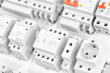 Poster - new automated system of electric power supply and distribution. Electric boxes with high-voltage equipment. The scheme for supplying electric power through the main and reserve channels