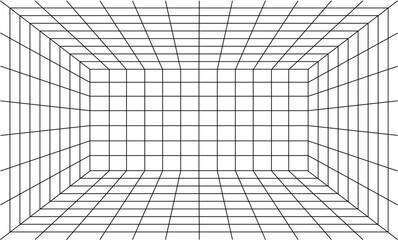 Perspective Grid Black Thin Line. Vector