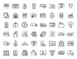 © anatolir - Bank reserves icons set outline vector. Check gold. Money banking