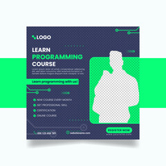 Online  programming poster, Online Class social media post and flyer