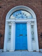 Blue georgian door in Dublin, example of typical architecture of Dublin, Ireland