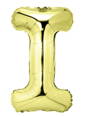 Wall Mural - Letter I in gold mylar balloon isolated on transparent