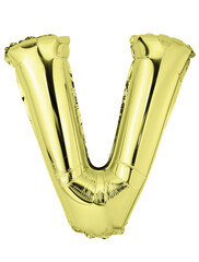 Wall Mural - Letter V in gold mylar balloon isolated on transparent