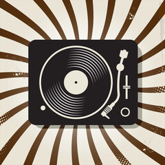 Black vinyl record disc flat retro concept vector illustration  