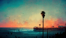 Los Angeles California, Santa Monica Beach Landscape