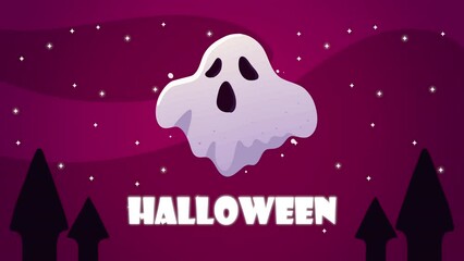 Poster - happy halloween lettering invitation animation