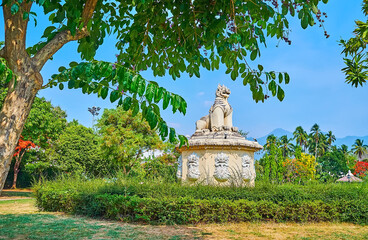 Wall Mural - The Singha lion statue in park, Mae Hong Son, Thailand