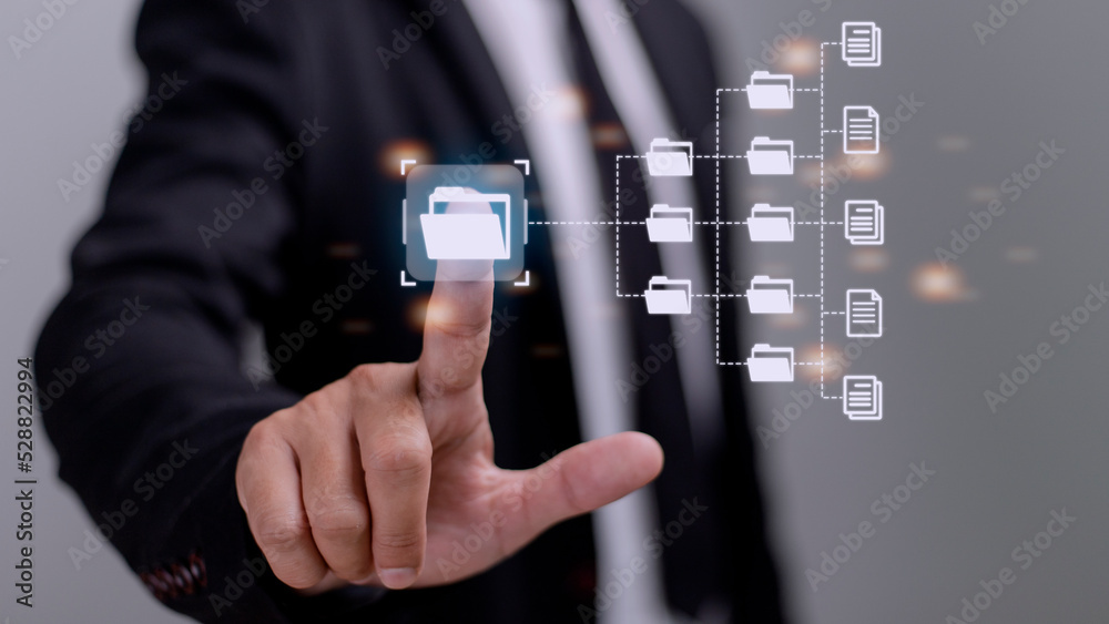Dms Computer Document Management System (DMS) being setup by IT consultant working ...