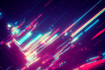 Colorful neon background, abstract cyberpunk design, retro synthwave