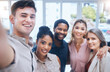 © Deen Jacobs/peopleimages.com - Team building, friends and business people selfie smile in network corporate office building together. Teamwork, social media and happy employees pose in community, mission and success picture