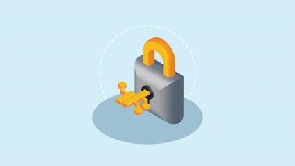 Poster - safe secure padlock locked animation