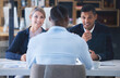 © Deen Jacobs/peopleimages.com - Business interview in a corporate office with an ambitious employee discuss goal and plan with HR or investor. Professional worker sharing exciting strategy or proposal for business integration
