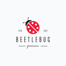 Minimalist Ladybug Beetle Logo Vector Illustration Design. Simple Vintage Insect Label Concept.