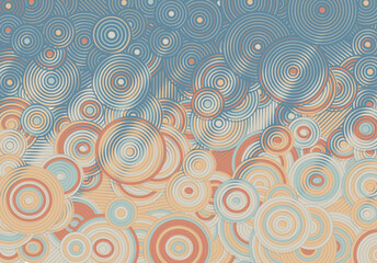 Poster - Abstract psychedelic background with circles and lines of various widths in retro optical illusion style.