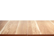 Brown empty wooden table top isolated on transparent background png file
