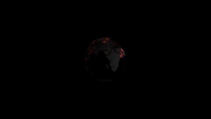 Poster - Planet earth holographic, cyber universe and world map globe with satellite networking, futuristic innovation and worldwide connection moving on black background. Global space, 3d and abstract future