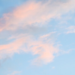 Wall Mural - Blue sky background with pale pink clouds at sunset