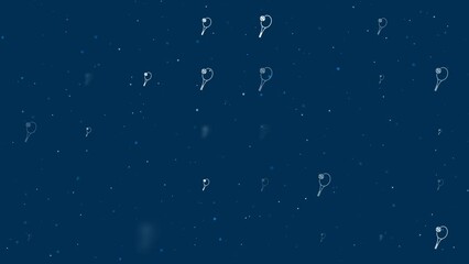 Wall Mural - Template animation of evenly spaced tennis symbols of different sizes and opacity. Animation of transparency and size. Seamless looped 4k animation on dark blue background with stars