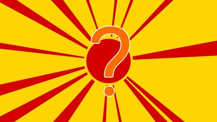 Poster - question symbol on the background of animation from moving rays of the sun. large orange symbol incr