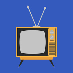 Wall Mural - Old tv with room antenna, illustration, vector