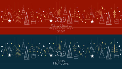 Canvas Print - Merry Christmas, Happy Holidays 2023 set.