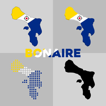 Map of Bonaire. Outline map and flag of Bonaire Island. Vector