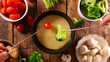 cheese fondue with vegetable- top view