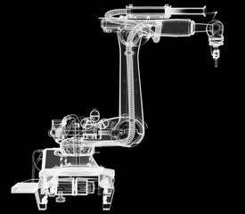 Poster - Industrial robot, x-ray transparent. 3D illustration