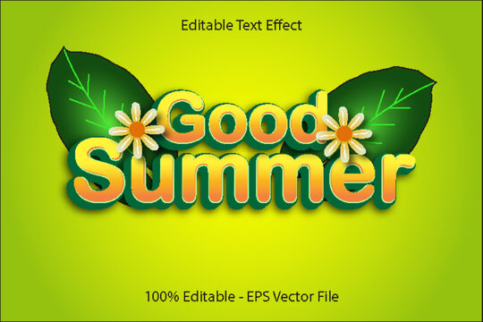 Good Summer Editable text Effect 3d Emboss Cartoon Style Design