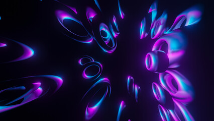 Poster - 4k resolution screen abstract background of large angle colored tours on black background neon color
