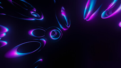 Poster - 4k resolution screen abstract background of large angle colored tours on black background neon color