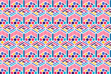 Poster - Abstract geometric pattern with colorful hexagonal lines. Seamless vector background. color abstract geometric pillow multicolored print, retro texture, hipster fashion design in horizontal layout.