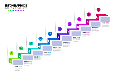 Infographic template. Staircase with 10 steps and numbers