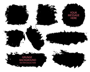 Aufkleber - Collection of vector paint strokes.Grunge abstract hand-painted element.Black-and-white brush strokes.Banner, form, logo, icon, label, sticker.