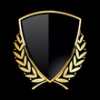 © totallyout - Black shield with golden laurel wreath on black background